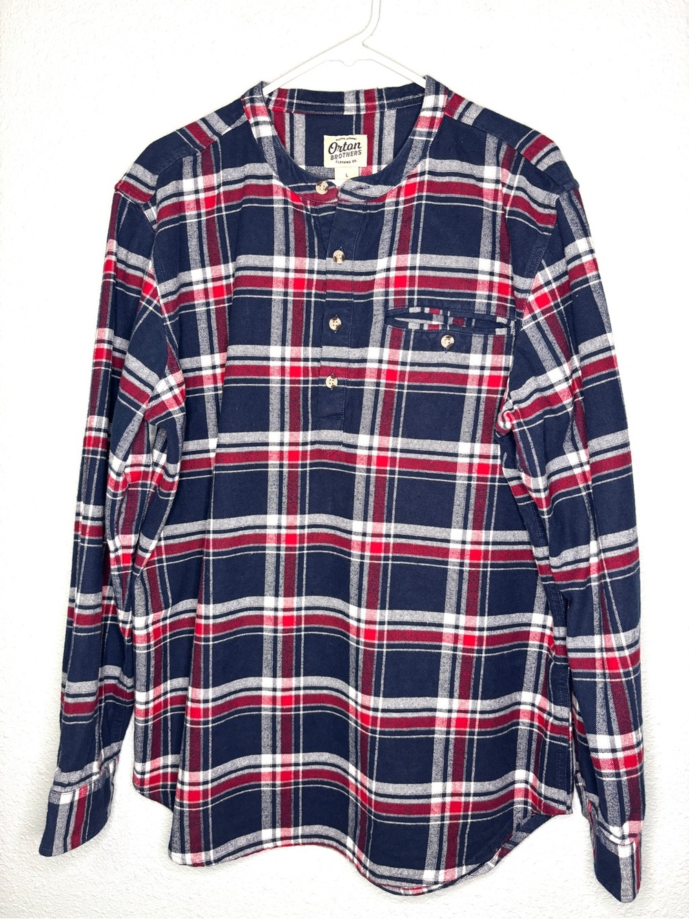 Orton Brothers Cotton Flannel Sunday Shirt Blue Red Plaid L
